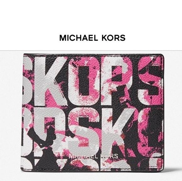 MICHAEL KORS MK MENS Cooper Graphic Logo Billfold Wallet NWT NIB Gift Box CHILI - Picture 1 of 6